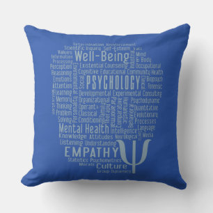 PSYCHOLOGY Word Cloud custom colour throw pillow