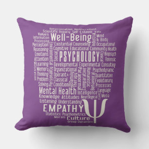 PSYCHOLOGY Word Cloud custom colour throw pillow