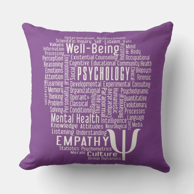 PSYCHOLOGY Word Cloud custom colour throw pillow (Front)