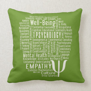 PSYCHOLOGY Word Cloud custom colour throw pillow