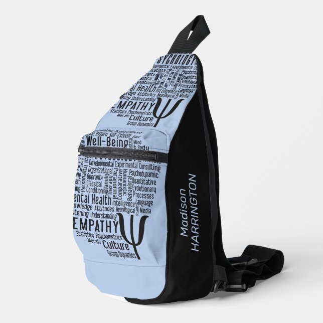 PSYCHOLOGY Word Cloud custom name & colour Sling Bag (Right Corner)