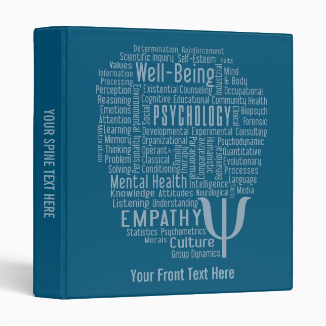 PSYCHOLOGY Word Cloud custom text & colour Binder (Front/Spine)