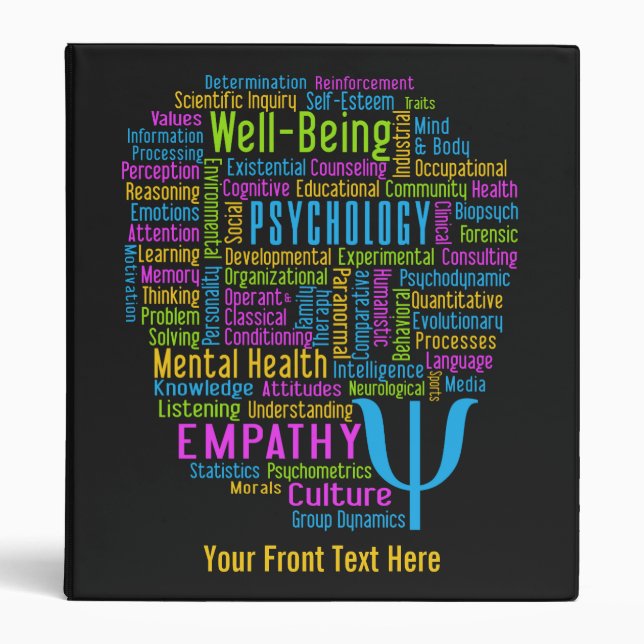 PSYCHOLOGY Word Cloud custom text & colour Binder (Front)