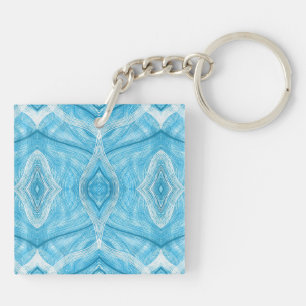 Psychomachia Blue Abstract Watercolor Art Keychain