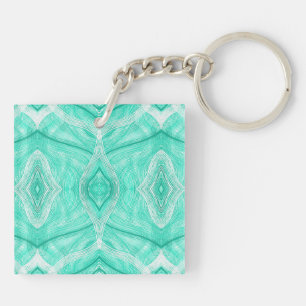 Psychomachia Green Abstract Watercolor Art Keychain