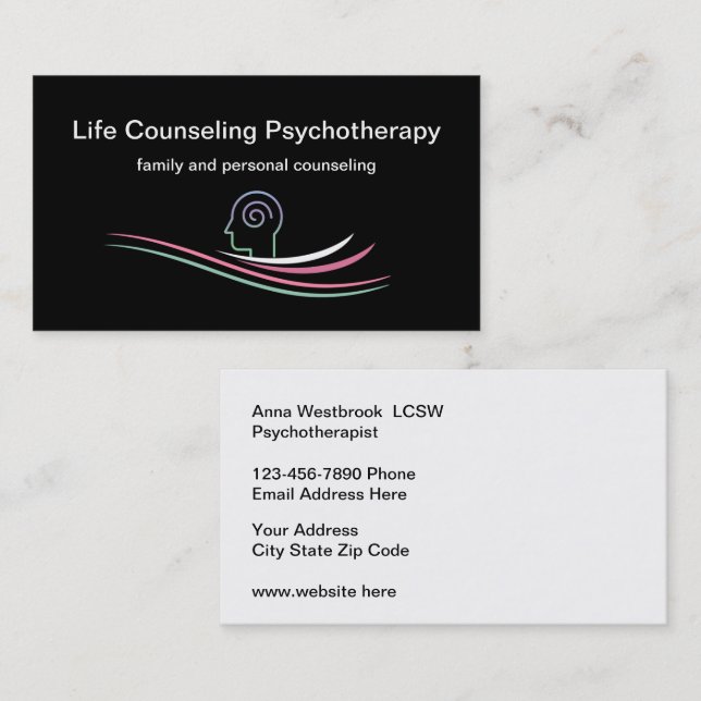 Psychothérapeute en santé mentale Cartes de visite (Devant / Derrière)