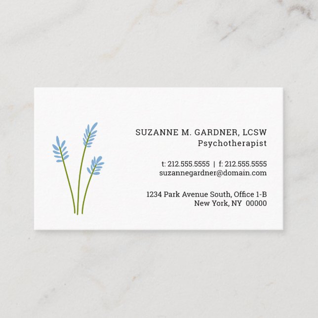 Psychothérapeute simple Carte de visite à fleurs b (Devant)