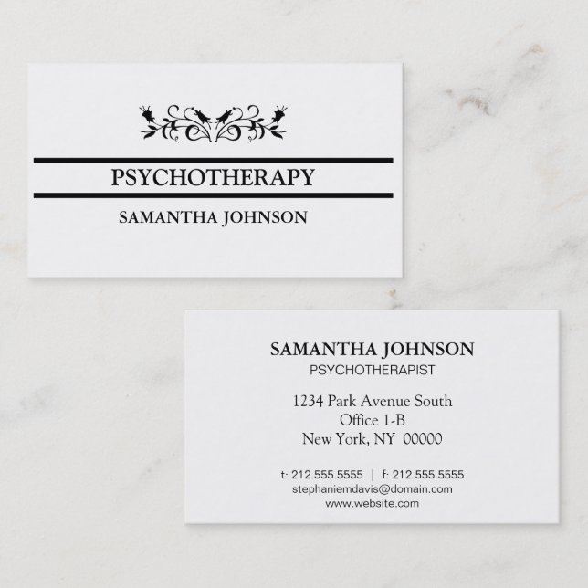 Psychotherapist Eucalyptus European  Business Card (Front/Back)