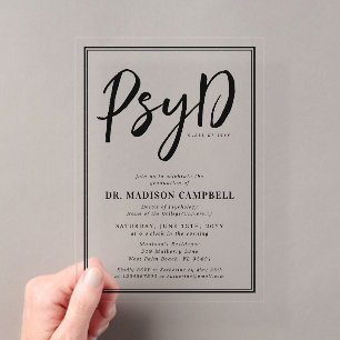 PsyD Doctor Of Psychology Graduation Party Acrylic Invitations