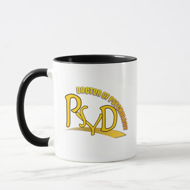 PSYD DOCTOR OF PSYCHOLOGY YELLOW LOGO MUG (Left)