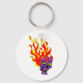 Psyko-Daizie Flaming Skull Tattoo Flash Keyring