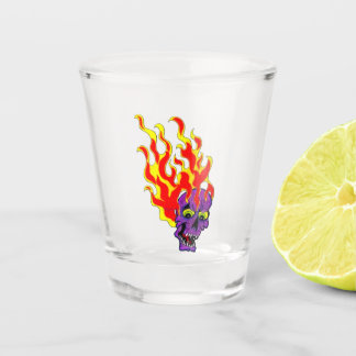 Psyko-Daizie Flaming Skull Tattoo Flash Shot Glass