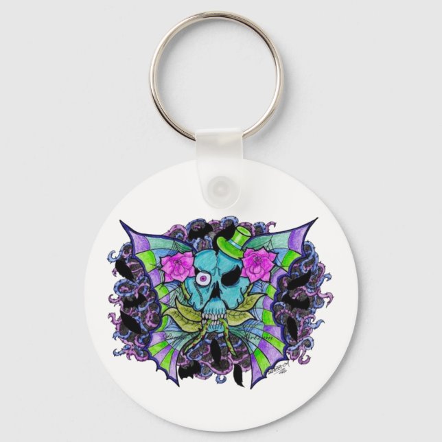 Psyko-Daizie Winged Skull Keyring (Front)