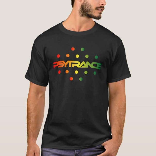 Psytrance  with Trippy Colourful Pattern T-Shirt (Front)