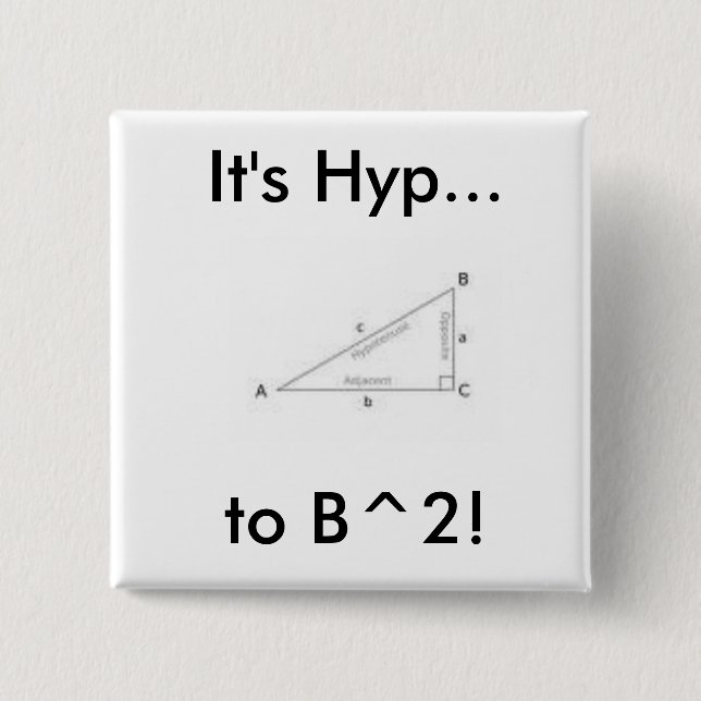 pt 1, It's Hyp...to B^2! 2 Inch Square Button (Front)