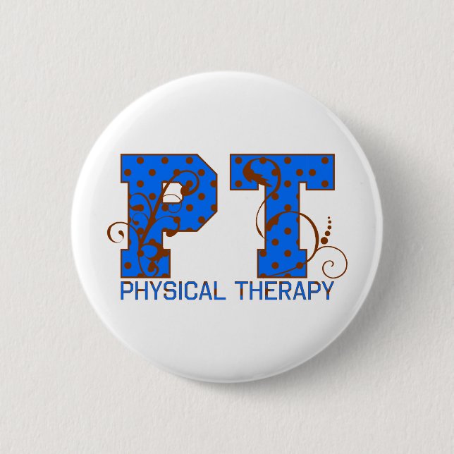 pt brown blue polka dots 2 inch round button (Front)