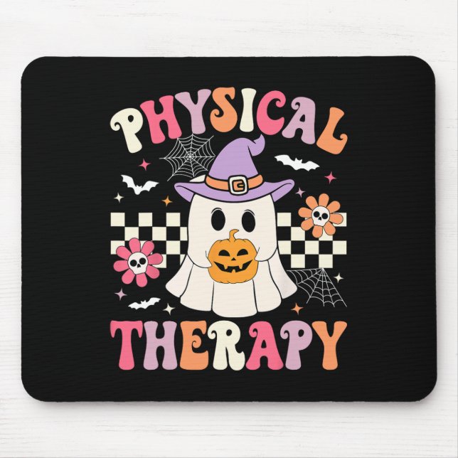 Pt Physical Therapy Halloween Retro Ghost Pt Hallo Mouse Pad (Front)
