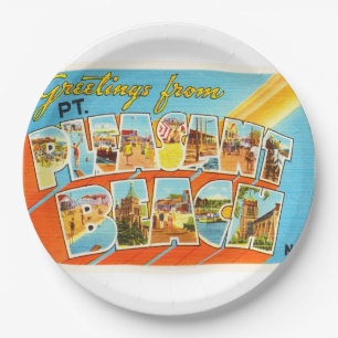 Pt Pleasant Beach New Jersey NJ Vintage Postcard- Paper Plate