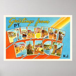 Pt Pleasant Beach New Jersey NJ Vintage Postcard- Poster