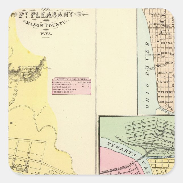 Pt Pleasant, West Virginia Square Sticker (Front)
