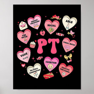 Pt Therapist Physical Therapy Valentines Day Heart Poster