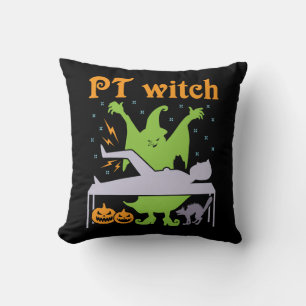 PT Witch Physical Therapist Halloween Throw Pillow