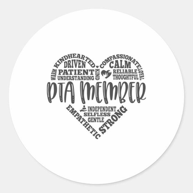 PTA member, parent teacher association Classic Round Sticker (Front)