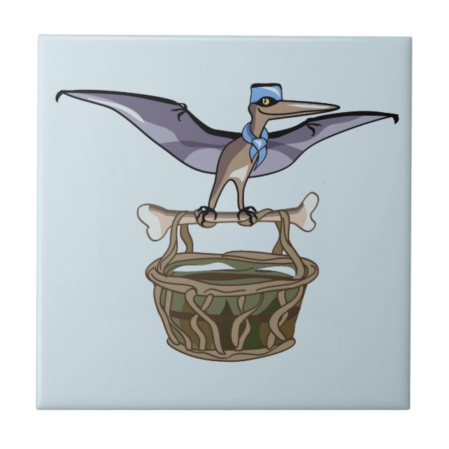 Pteranodon Carrying A Basket Tile (Front)