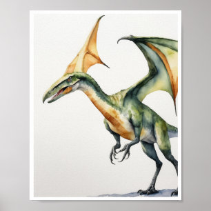 Pteranodon Dinosaur Watercolor WallArt HomeDecor Poster