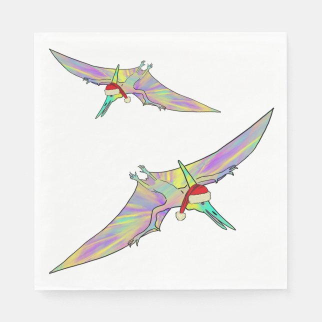 Pterodactyl Colorful Xmas Dinosaur Funny Festive  Napkin (Front)