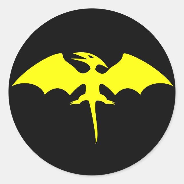 Pterodactyl Dinosaur Superhero Logo Classic Round Sticker (Front)