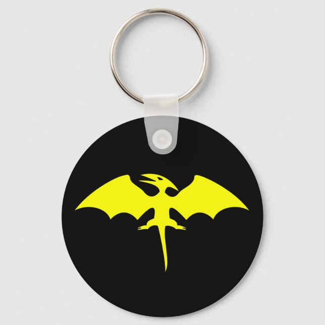 Pterodactyl Dinosaur Superhero Logo Keychain (Front)