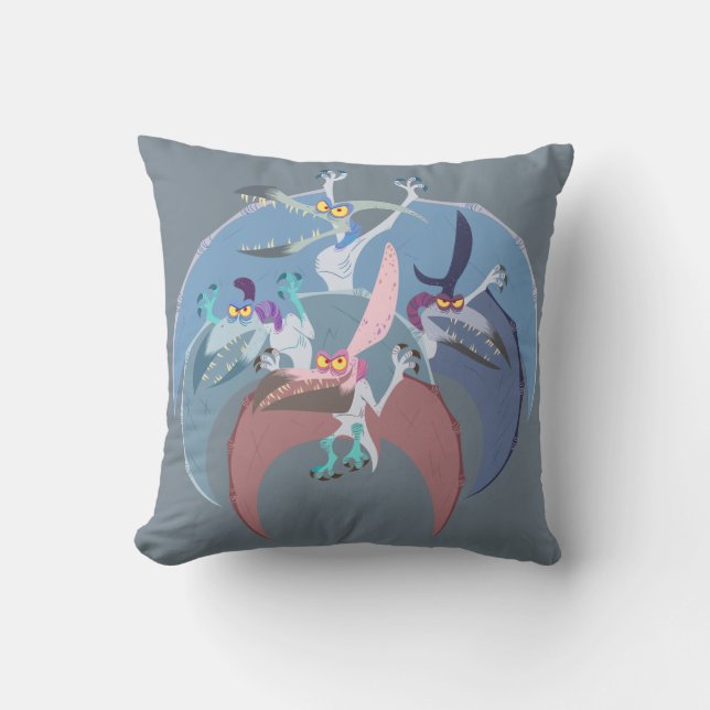 Pterodactyl Group Stack Throw Pillow (Front)