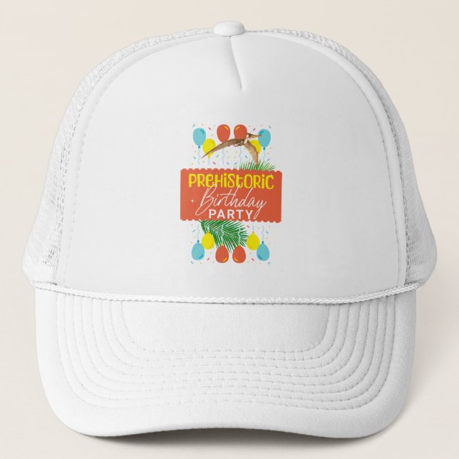 Pterodactyl Prehistoric Birthday Party Trucker Hat (Front)