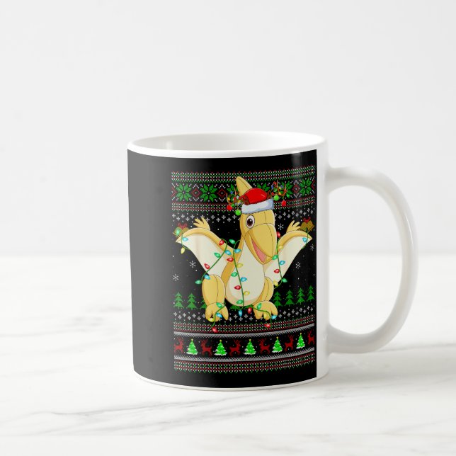 Pterodactyls Dinosaur Bird Ugly Christmas Sweaters Coffee Mug (Right)