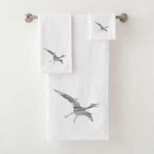 Pterodactylus Dinosaur Grey Bath Towel Set