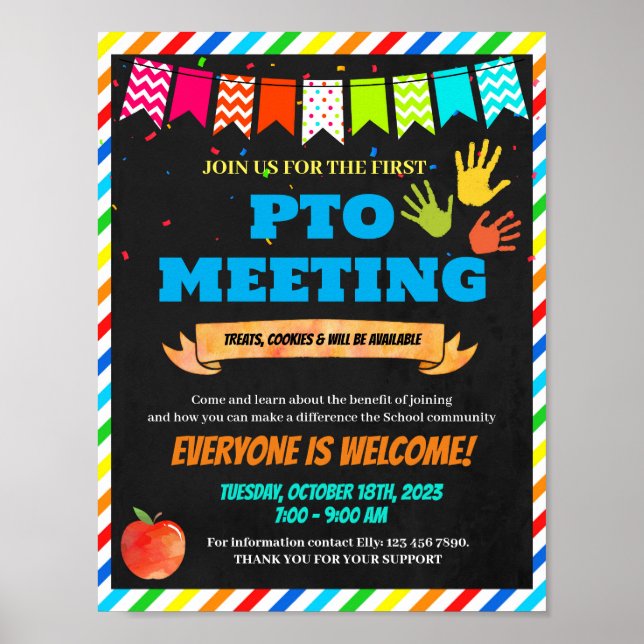 PTO PTA Meeting school template Poster (Front)