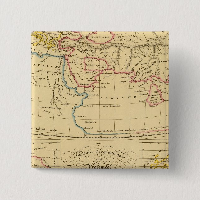 Ptolemy's Geography 2 Inch Square Button (Front)