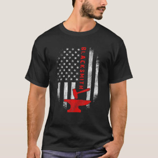 Ptriotic Blacksmith - Distressed USA Flag Blacksmi T-Shirt