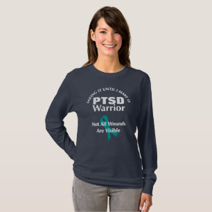 PTSD Awareness Quotes Teal Ribbon Graphic T-Shirt