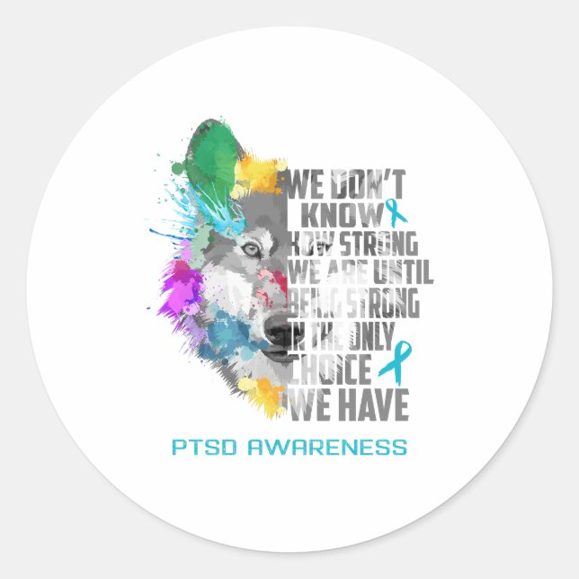 PTSD Awareness Ribbon Support Gifts Classic Round Sticker (Front)