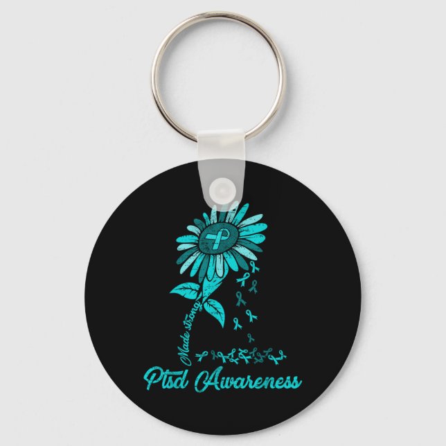 Ptsd Awareness Sunflower Post Traumatic Stress Keychain (Front)