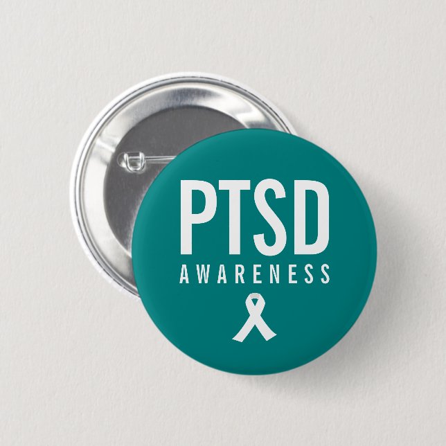 PTSD Awareness Teal Colour 2 Inch Round Button (Front & Back)