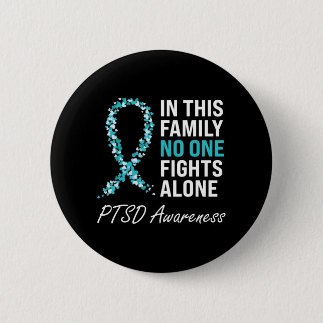 PTSD Awareness Teal Ribbon  2 Inch Round Button (Front)