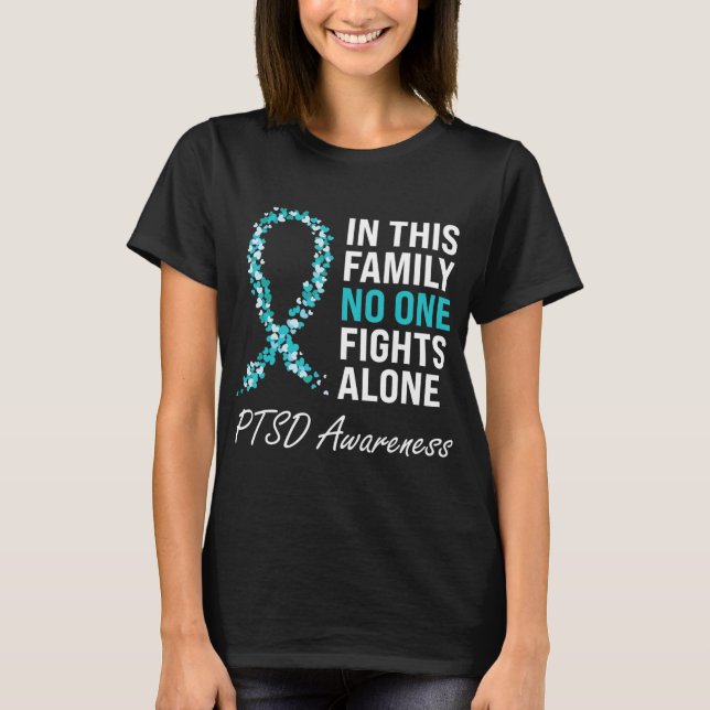 PTSD Awareness Teal Ribbon  T-Shirt (Front)