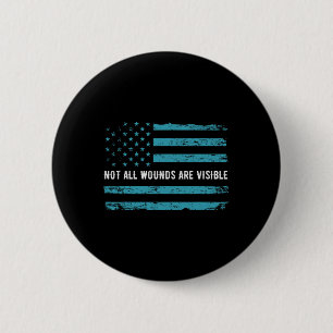 Ptsd Awareness Us Flag In Teal Colour T Warrior Gi 2 Inch Round Button
