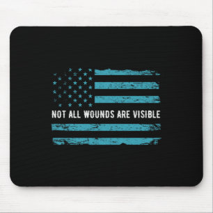 Ptsd Awareness Us Flag In Teal Colour T Warrior Gi Mouse Pad