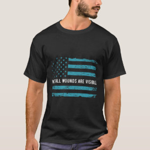 Ptsd Awareness Us Flag In Teal Colour T Warrior Gi T-Shirt