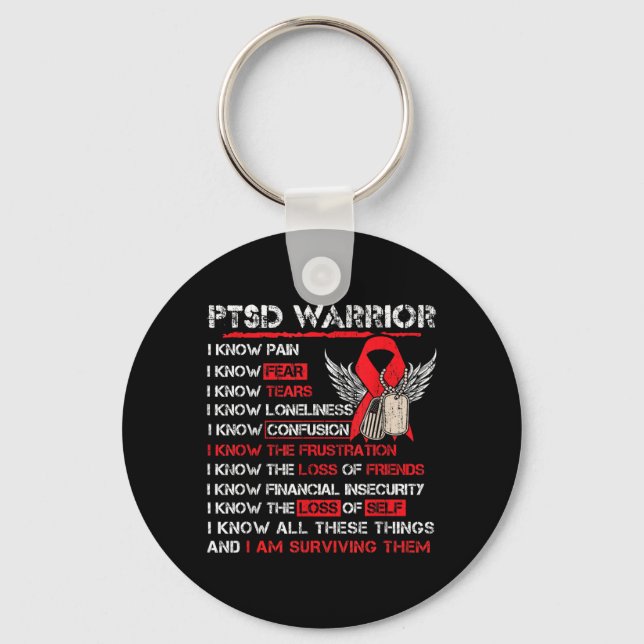 Ptsd Awareness Usa Flag Post Traumatic Stress Keychain (Front)