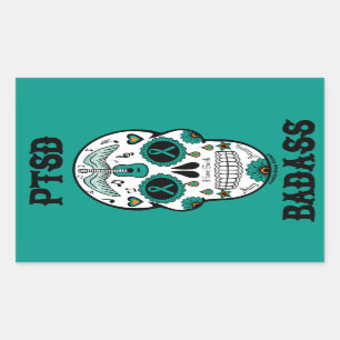PTSD Badass sugar skull Sticker